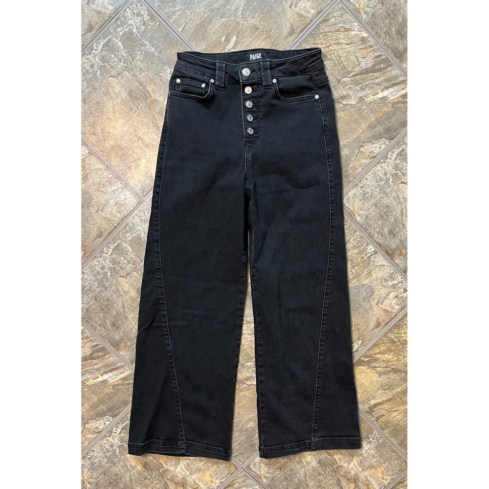PAIGE Anessa Black Wide Leg Flare Jeans